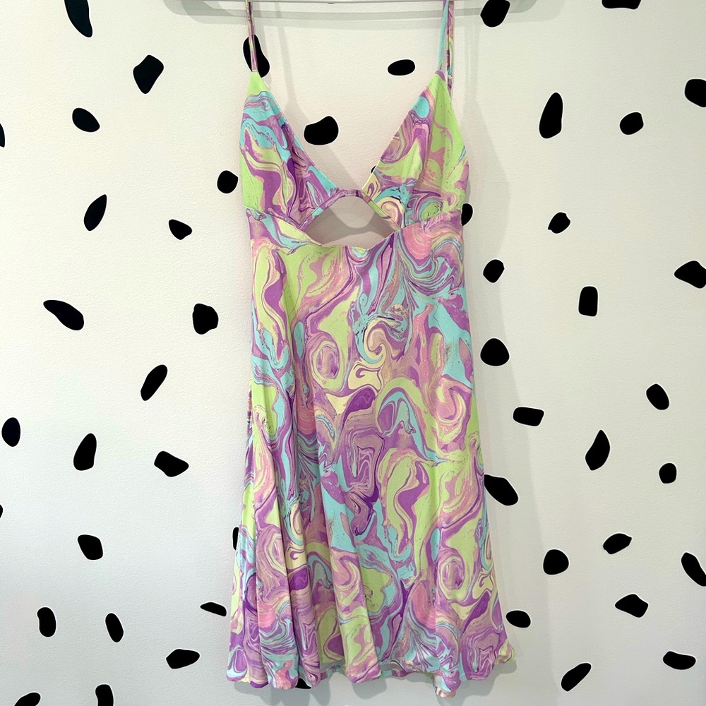 Zara SMALL Women's Purple, Yellow, Blue, Green Dress